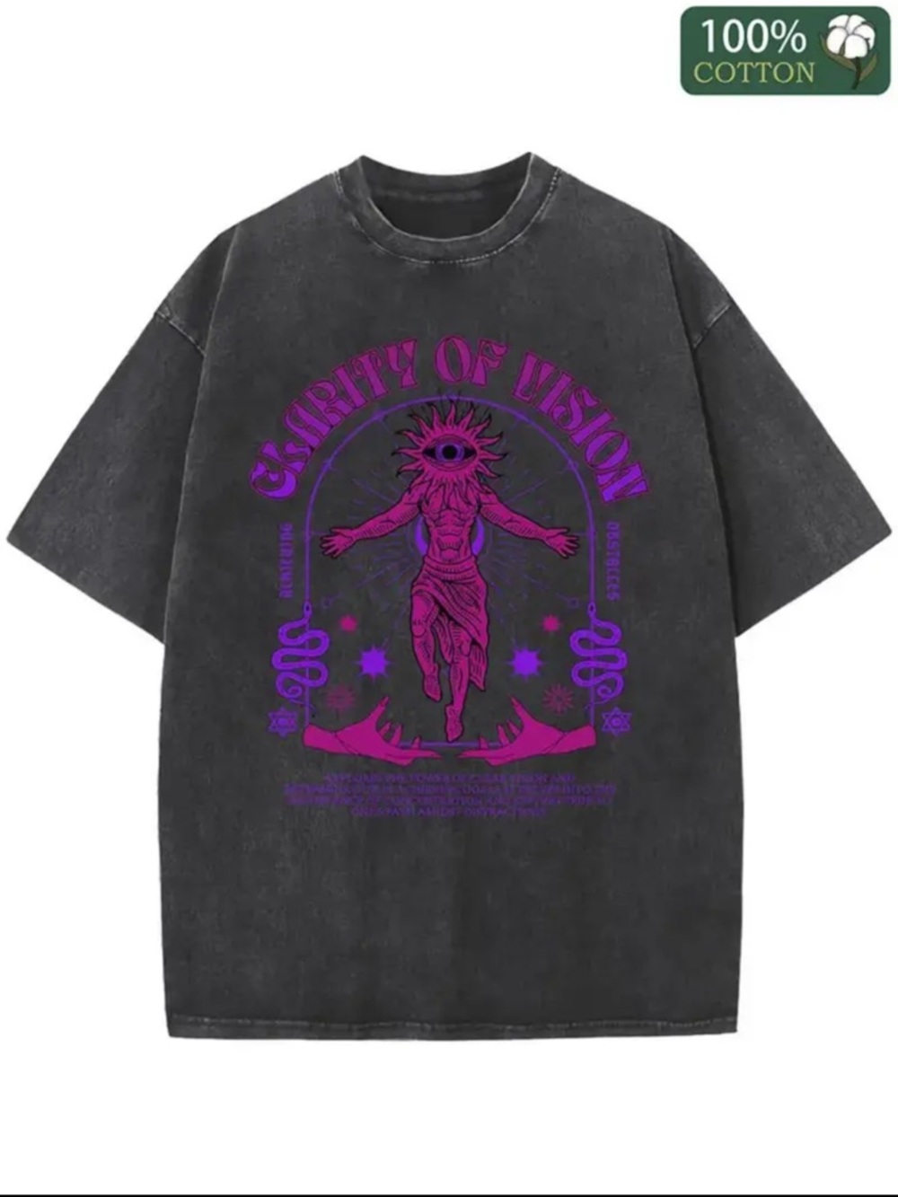 Charity of Vision Graphic Tee — Black with Purple Print